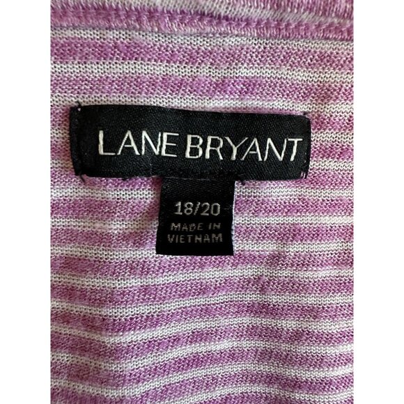 Womens Lane Bryant 18/20 Open Shoulder Short Sleeve Top Blouse Pink Stripe - Picture 2 of 8